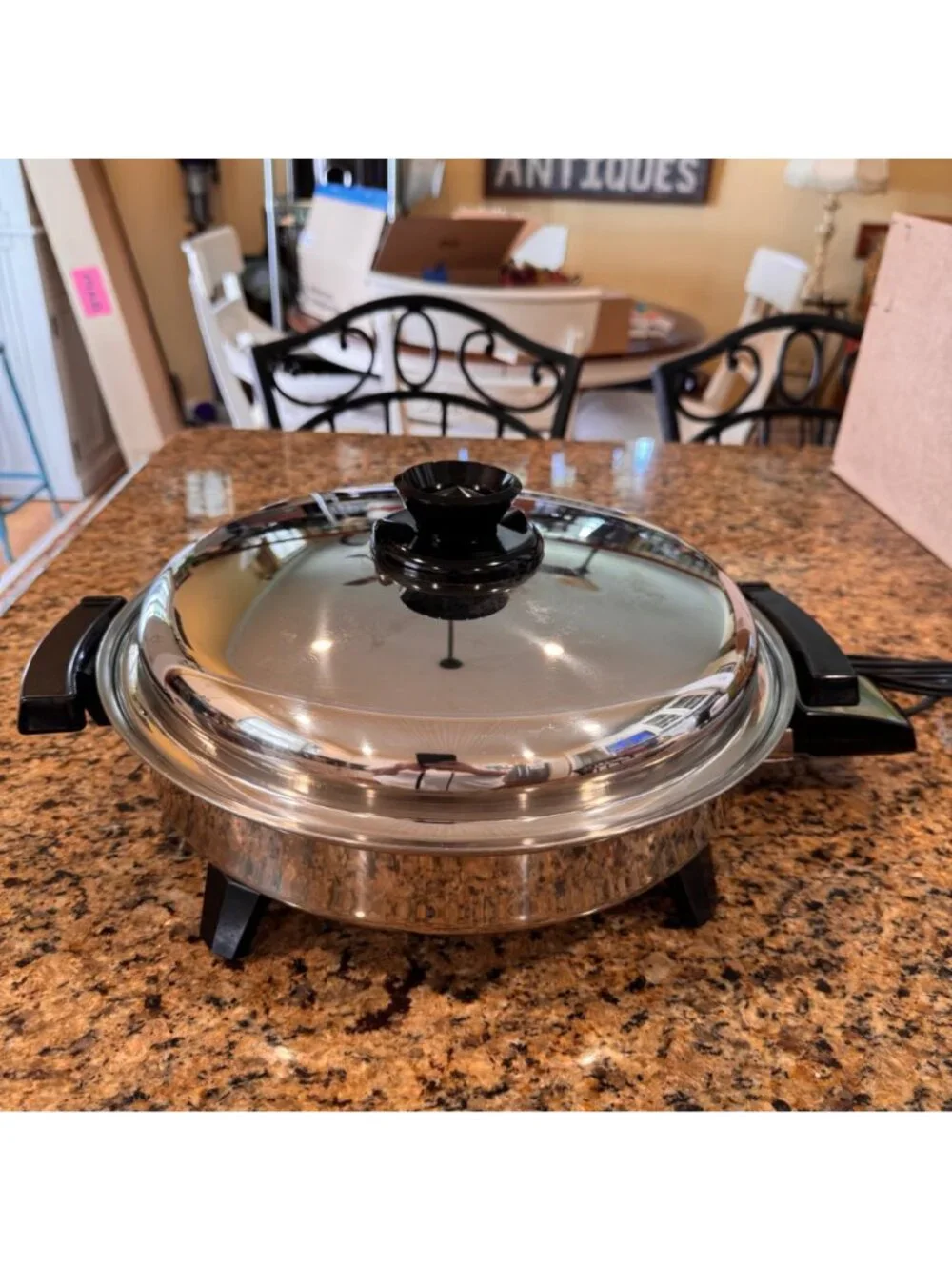 Liquid Core Stainless Steel Electric Skillet W/T Lid & Heat Control Unit Vintage